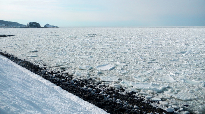 流氷に埋まるオホーツク海