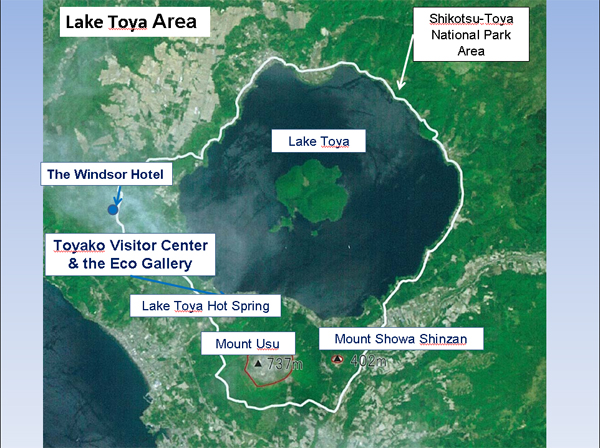 Map of Lake Toya and Toyako Visitor Center